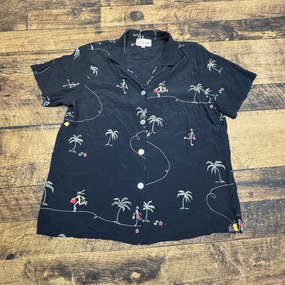 David Dart Rayon Button Down‎ Shirt Palm Tree Print Short Sleeve XL - Picture 1 of 8